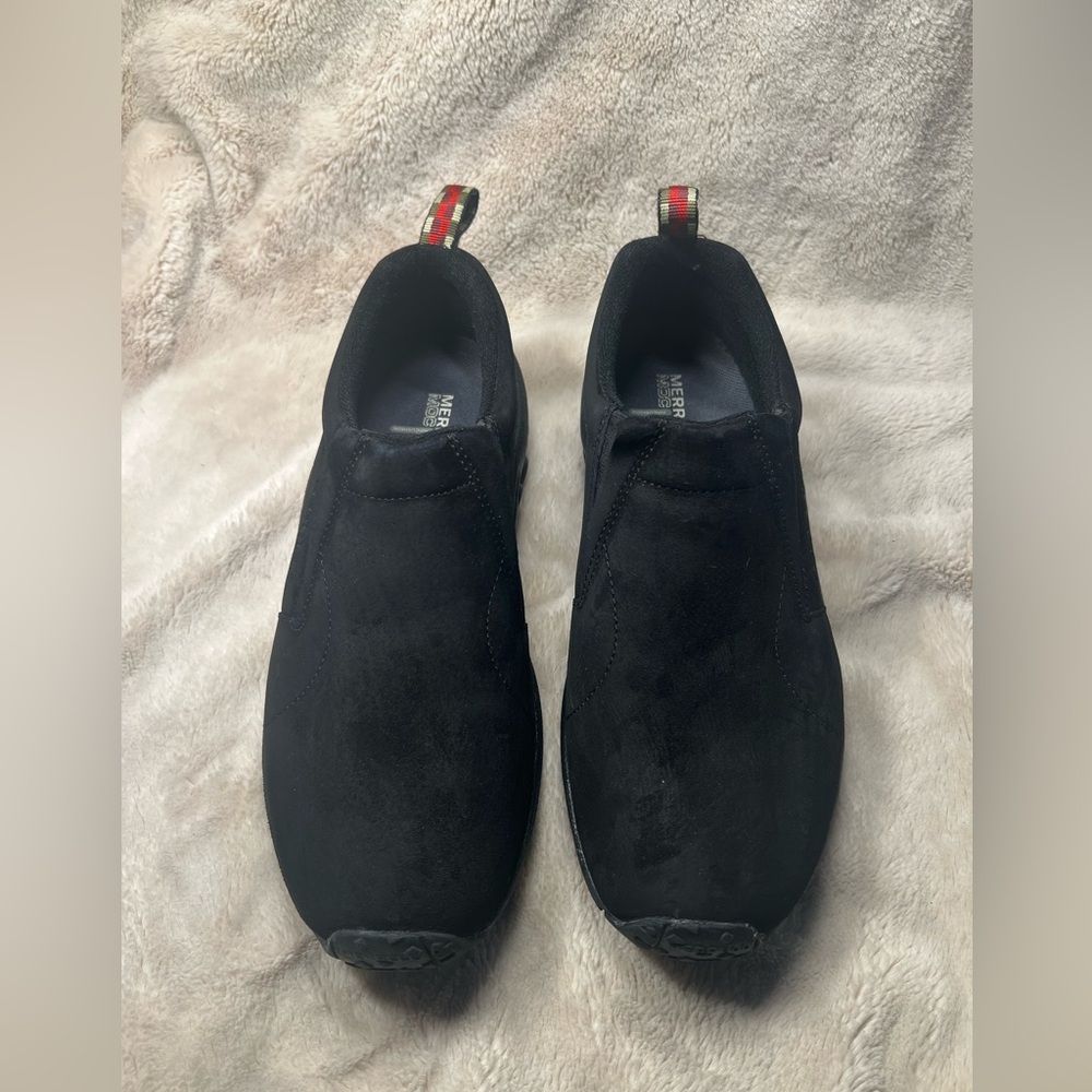 Merrell Women's Black Slip-On Athletic Shoes with Red Accent